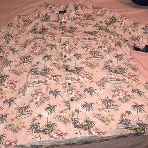 Blush Pink Tropical Button Down Shirt